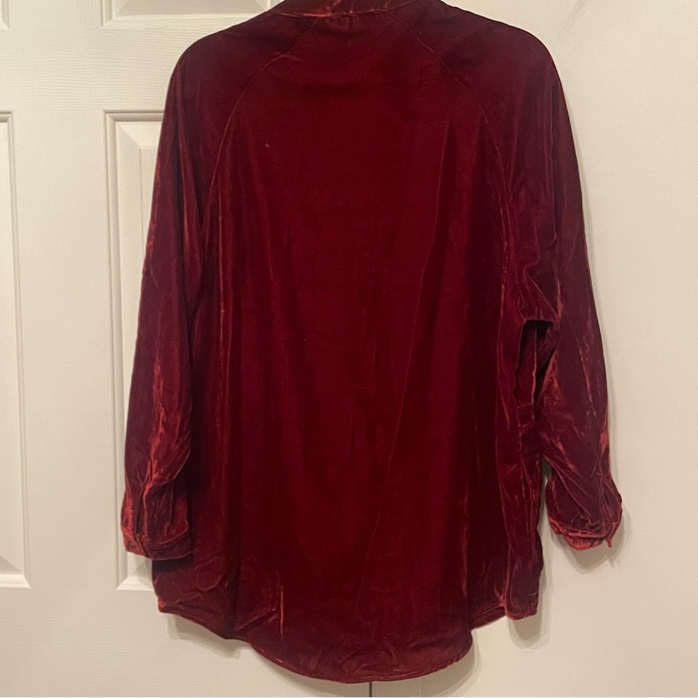 Natural Life Laid Back Velvet Button Down - Rust Size XS - Picture 5 of 9